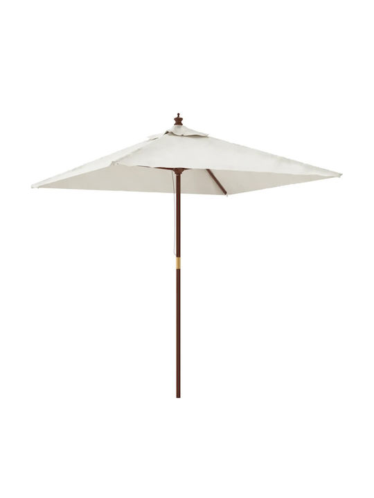 Umbrelă Pătrată Din Lemn Albă 1.98x1.98xÎnălțime 2.31m