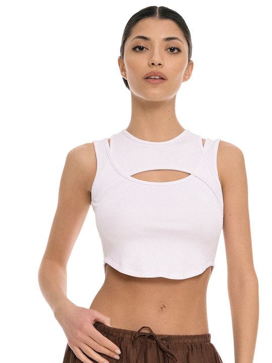 Bluza Damă Crop Top Alb