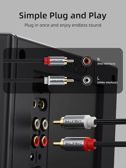 Cabletime Cablu 2x RCA de Sex Masculin - 2x RCA de Sex Masculin 2m