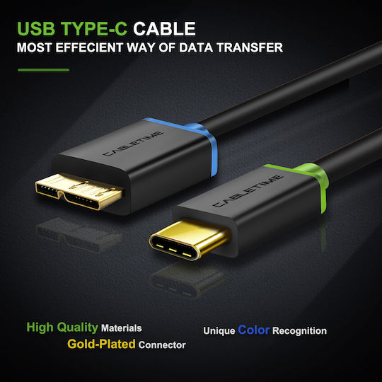 Cabletime USB 2.0 Cable USB-C Male - micro USB-B Black 1m CT-U33-CMMCBG