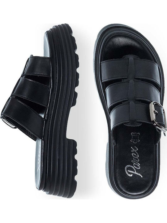 Leather Women's Flat Sandals Black