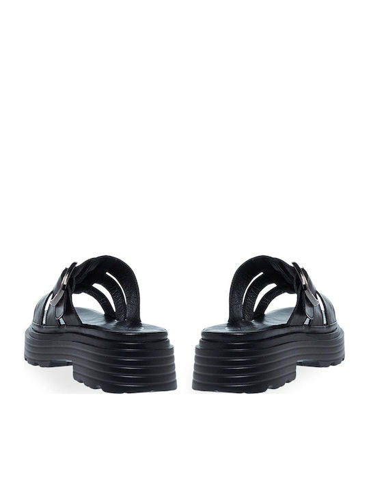 Leather Women's Flat Sandals Black