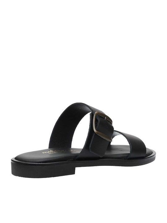 Leather Women's Flat Sandals Black