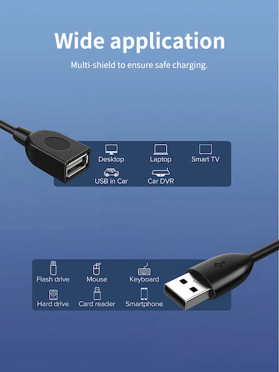 Cabletime USB 2.0 Cable USB-A male - USB-A female Μαύρο 1.5m CT-AMAF2.0-PB1.5