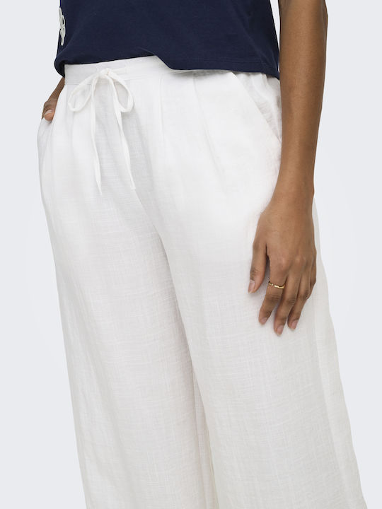 Only Wide Wide Damenhose mit Gummiband in entspannter Passform Weiß
