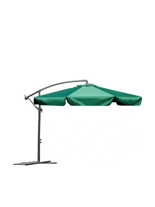 Hanging Circular Aluminum Garden Parasol Green Diameter 3m