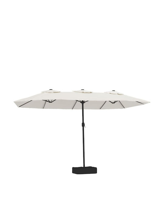 Umbrella Floor Round Metal White with Base & LED Lighting 4.49x2.65m