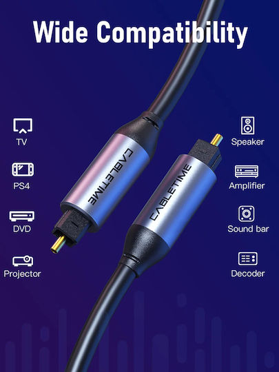 Cabletime Optical Audio Cable TOS Male - TOS Male Black 2m (CT-AV380-P04GN)