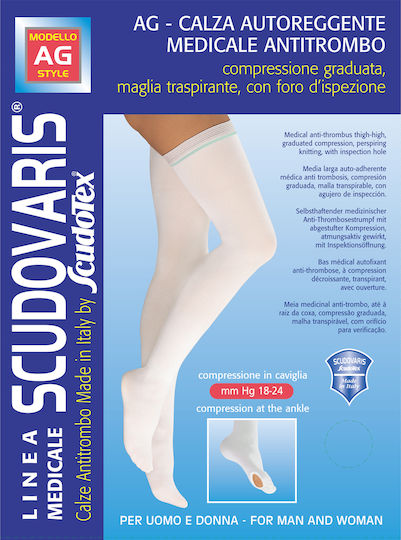 Scudovaris Κάλτσες Ριζομηρίου με Σιλικόνη 18-24 mmHg Λευκές
