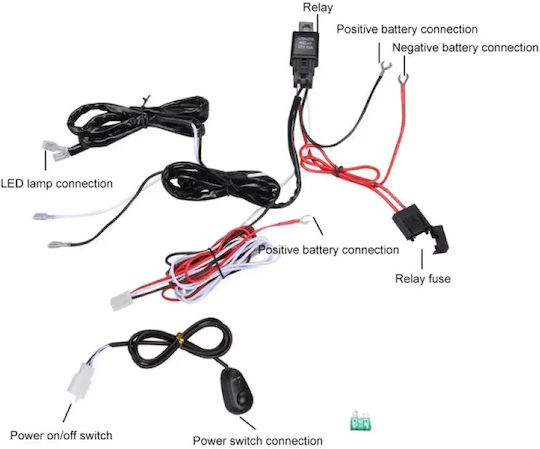 Wiring Harness 2 Leads LED Bars Vehicle Spotlights Relay & On Off Switch 12V TC-408