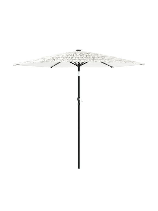 Round Metal White Garden & Terrace Parasol 2.13m