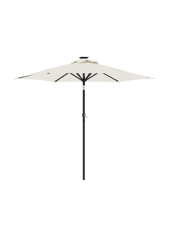 Umbrella Floor Round Metal White with Base & LED Lighting D2.12m