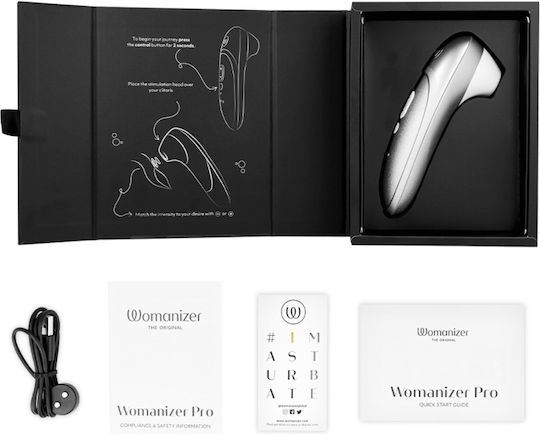 Womanizer Pro Вибриращ Клиторен Стимулатор Сребристо Сив