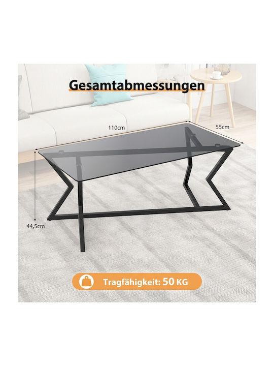 Rectangular Central Glass Coffee Table Transparent M110xW55xH110cm