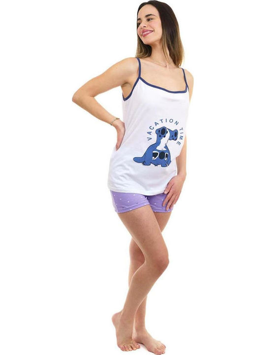 Sara Καλοκαιρινό Βαμβακερό Babydoll Λιλά