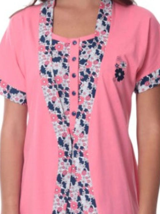 Tres Chic Set Pijamale Dama Vara Bumbac Roz