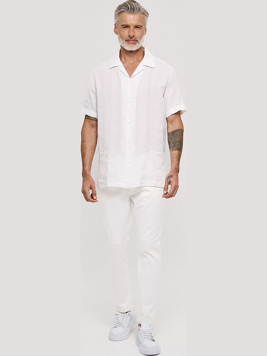 Short Sleeve Cotton Shirt in Regular Fit White