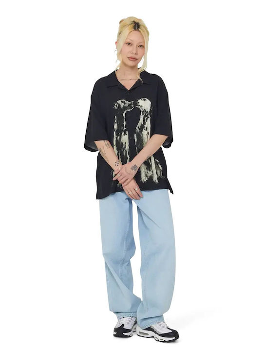 Resort Short Sleeve Shirt in Wide Line Black