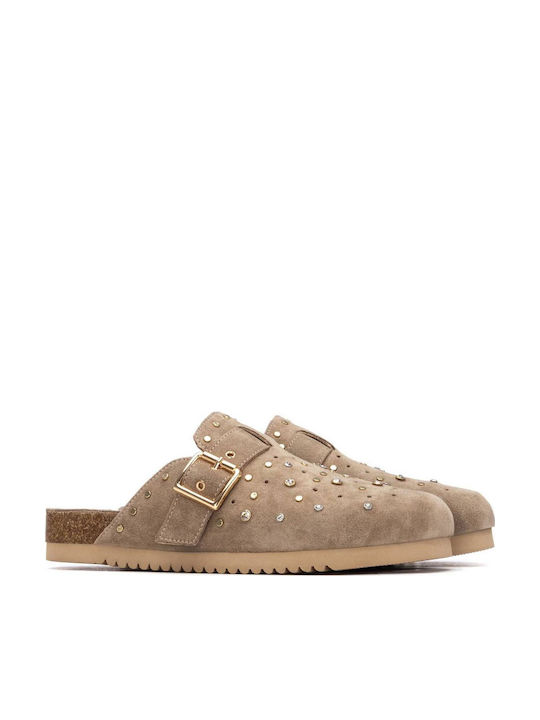Carmela Footwear Дамски Кожени Анатомични Сабо Бежови