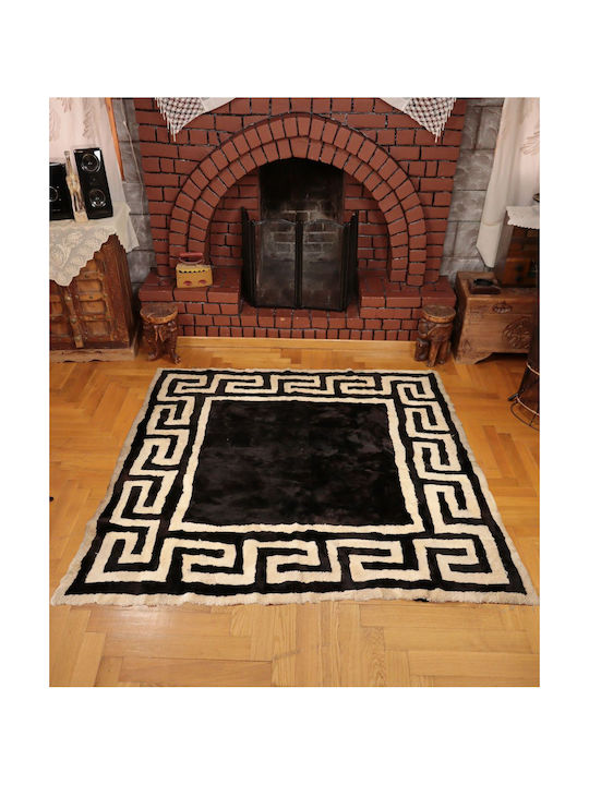 Meander Rug Rectangular Furry Black 120x230cm