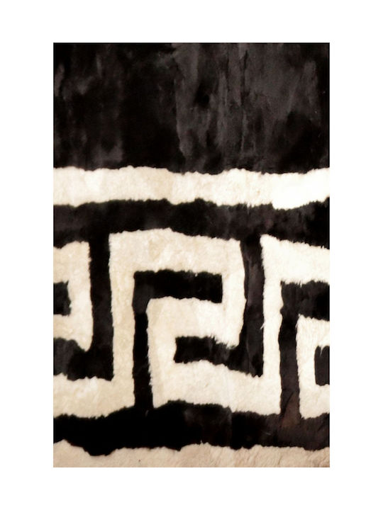 Meander Rug Rectangular Furry Black 120x230cm