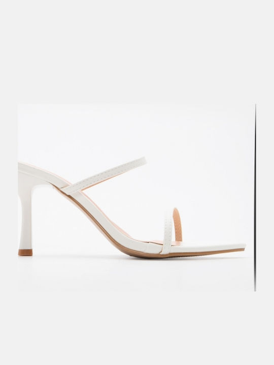 Mules With High Heel In White Colour