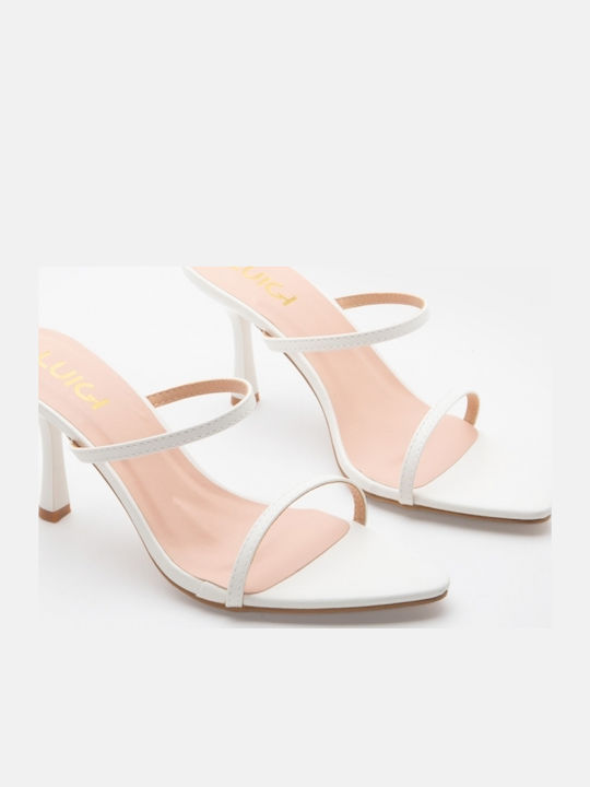 Mules With High Heel In White Colour