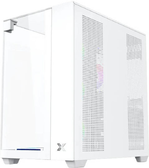Xigmatek Aqua V Arctic Gaming Midi Tower Кутия За Компютър Със Страничен Прозорец И ARGB Осветление Бяла