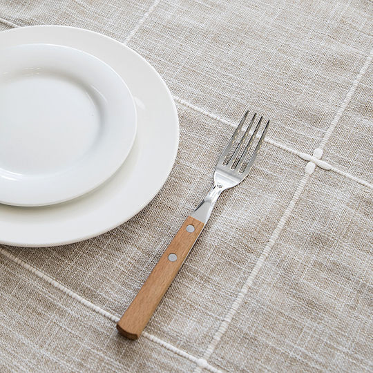 FRIPIA Покривка За Маса Лен С Бродерия Бежова 140x250см