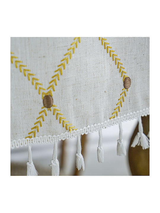 FRIPIA Leinen Tischdecke mit Goldstickerei 140x250cm