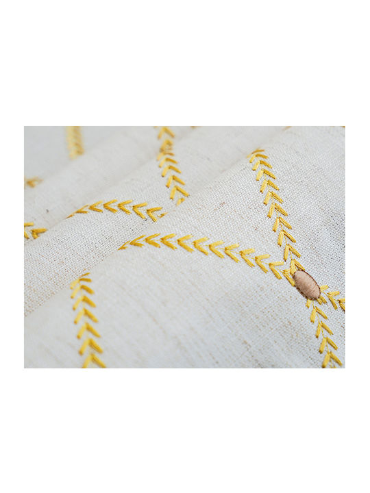 FRIPIA Leinen Tischdecke mit Goldstickerei 140x250cm