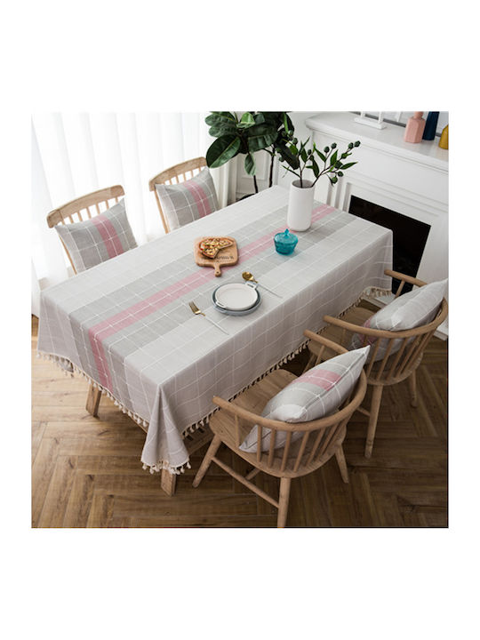 FRIPIA Linen Tablecloth With Multicolour Embroidery 140x220cm