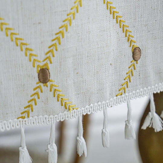 FRIPIA Linen Tablecloth With Gold Embroidery 140x350cm