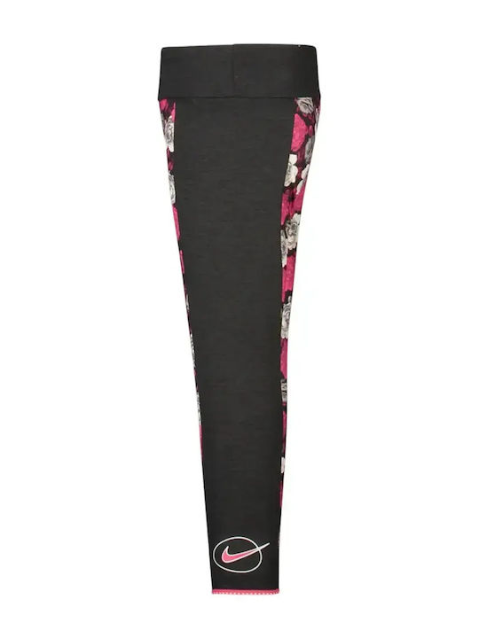 Kinderleggings Sport Kurze Schwarze Rush Pink Flower