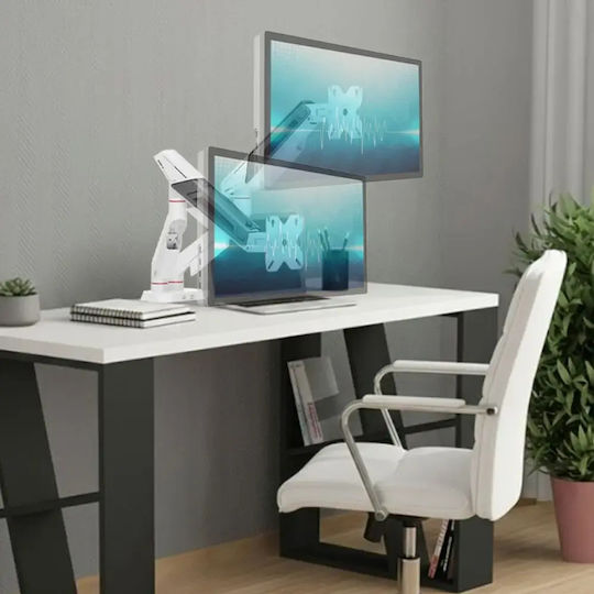 Sbox Desktop Stand for 2 Monitors with Arm White (GMS-3211)