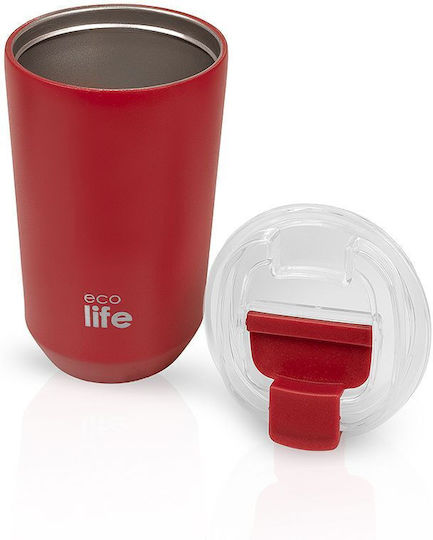 Ecolife Glass Thermos Stainless Steel / Aluminum / Plastic BPA Free 360ml Red
