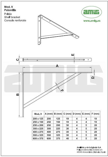 Raft De Colț Din Metal Alb 330x4mm