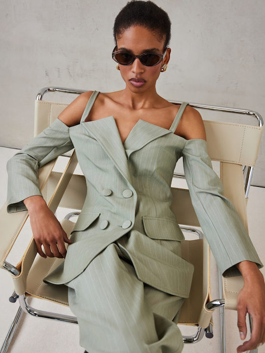 Mix & Match Showroom Дамско Сако Olive На Райета