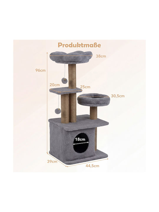 Costway Cat Scratching Post Cat Tree Gray 96x39x44.5cm