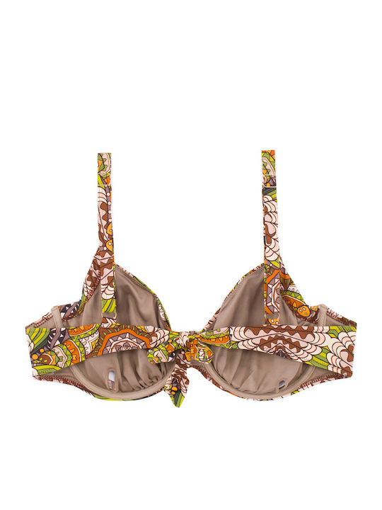 Plus Size Γυναικείο Μαγιό Bikini Μπανέλα Flexfit Cups Ethnic Σοκολά