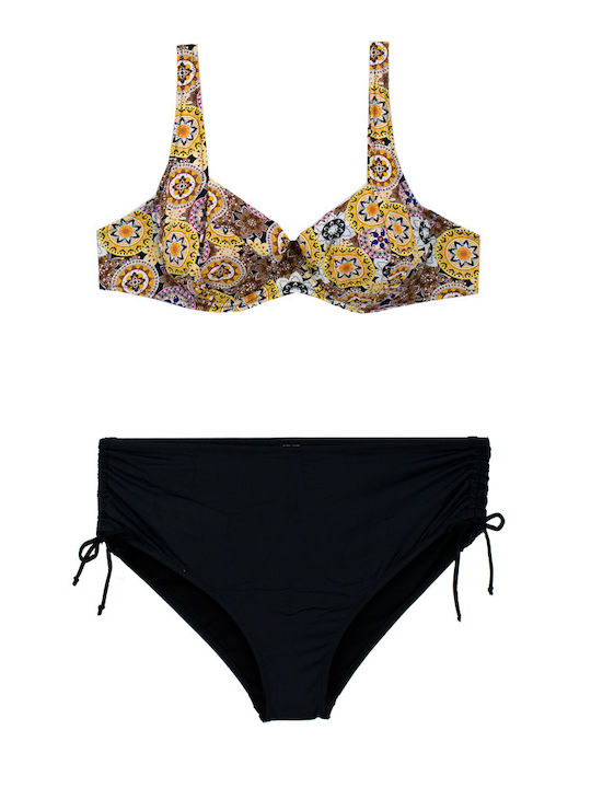 Plus Size Γυναικείο Μαγιό Bikini Μπανέλα Ethnic Μαύρο-κίτρινο Plus Size Γυναικείο Μαγιό Bikini Μπανέλα Ethnic Μαύρο-κίτρινο