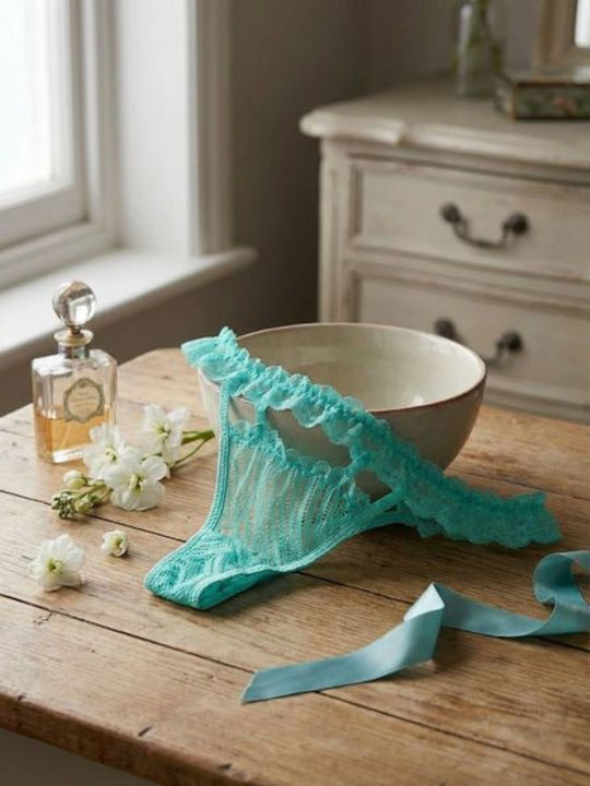 Damen-Slip mit Spitze Türkis
