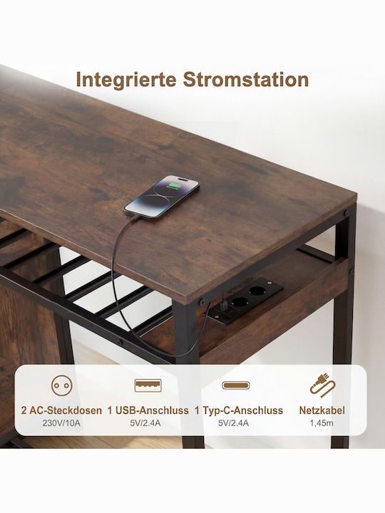 Wooden Bar Table with Metal Frame Brown 36x40x110cm