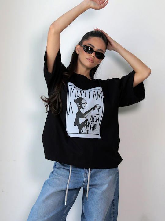 Kurzärmeliges Schwarzes Damen T-Shirt