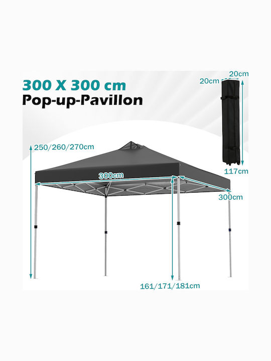 Costway Foldable Garden Gazebo Black 3x3m