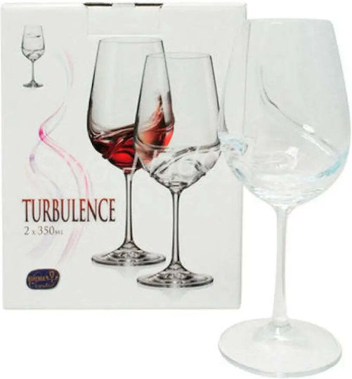 Bohemia Turbulence Set Glasses for White and Red Wine Glass in Red Colour Goblet 350ml 2 Pieces