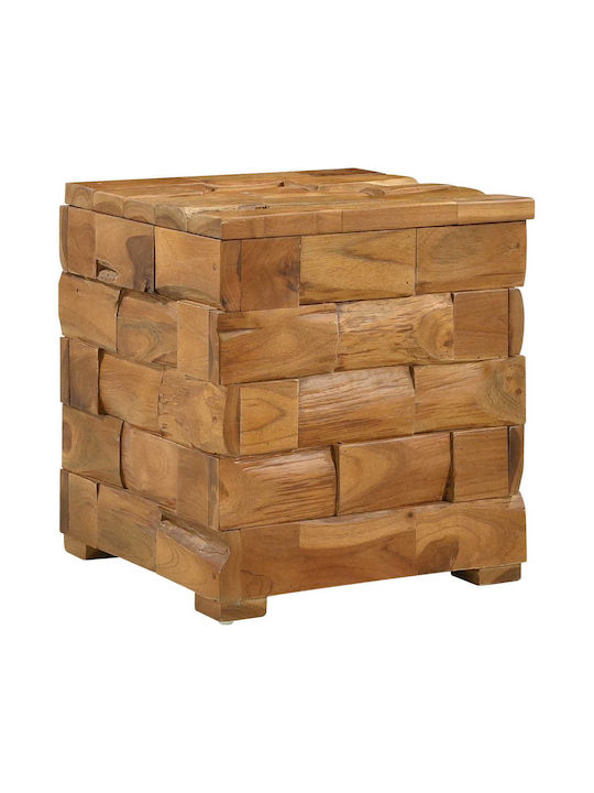 Living Room Stool With Storage Space Wooden Brown 40.5x39.5x45cm