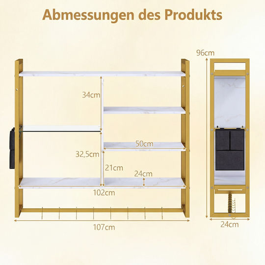 White Wall Shelf 107x24x96cm