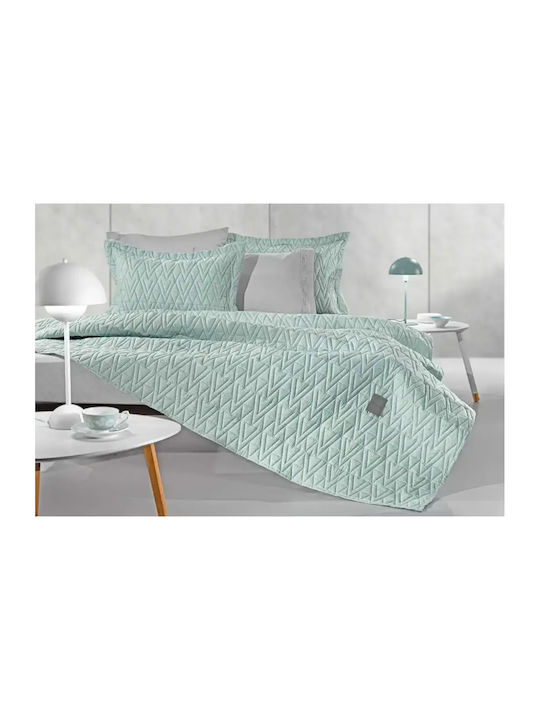 Guy Laroche Kylian Tagesdecken Set Halbdoppel Microfiber Minz 180x240cm 2Stücke