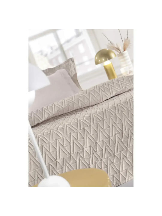 Guy Laroche Kylian Coverlet Set Super King Microfiber Beige 220x240cm 2 Pieces
